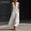 JPNTKY Mode Sommer Frühling Einfarbiger Druck Ärmellos V-Ausschnitt Freizeitkleider