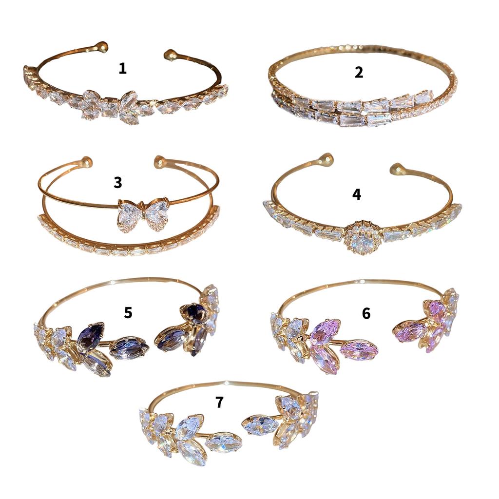 Adjustable Zircon Leaf Bracelet With Sparkling Zircon Stones Handmade Wristband Elegant Jewelry For Women Daily Wear