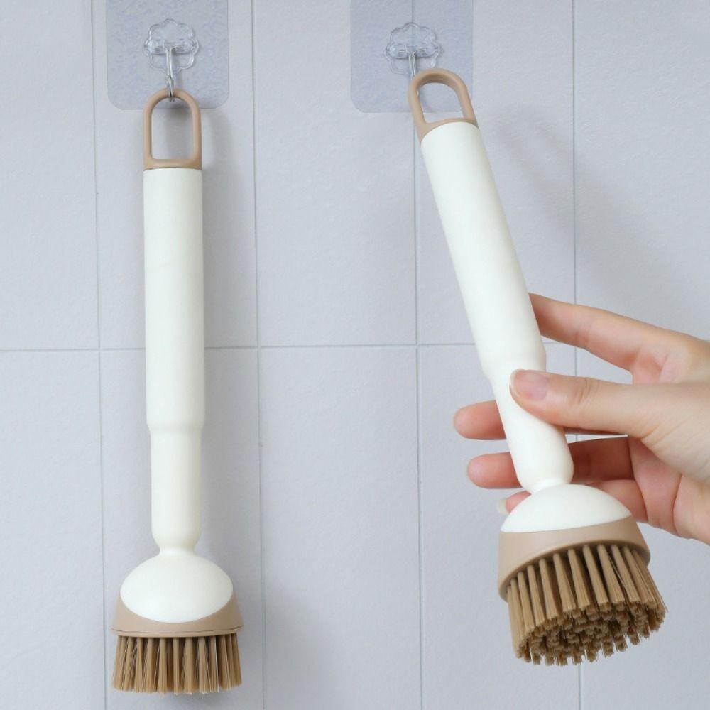 Stain Removal Rotatable Pot Scrubber Long Handle Cookware Cleaner Brush Kitchen Use