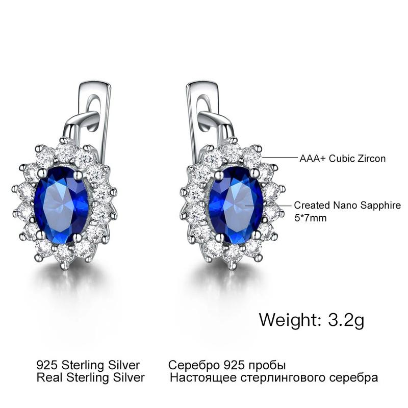 925 Sterling Silver Clip Earrings  Blue Sapphire Emerald  Flower Earring for Women Party Engagement Fashion Fine Jewelry Gift