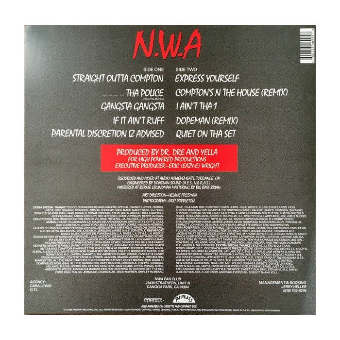 Album - N.W.A - Straight outta compton - Hip-hop - 10 titres - Parental advisory