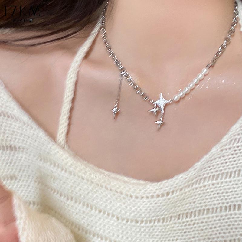 

Серебряное ожерелье со звездой 17 км для женщин, элегантное пластиковое колье с кисточкой и кристаллами, аксессуары, ювелирные изделия