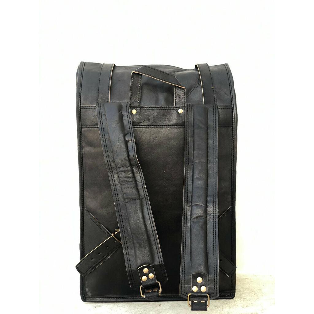 New Black Leather Vintage Backpack Rucksack Messenger School Bag Satchel