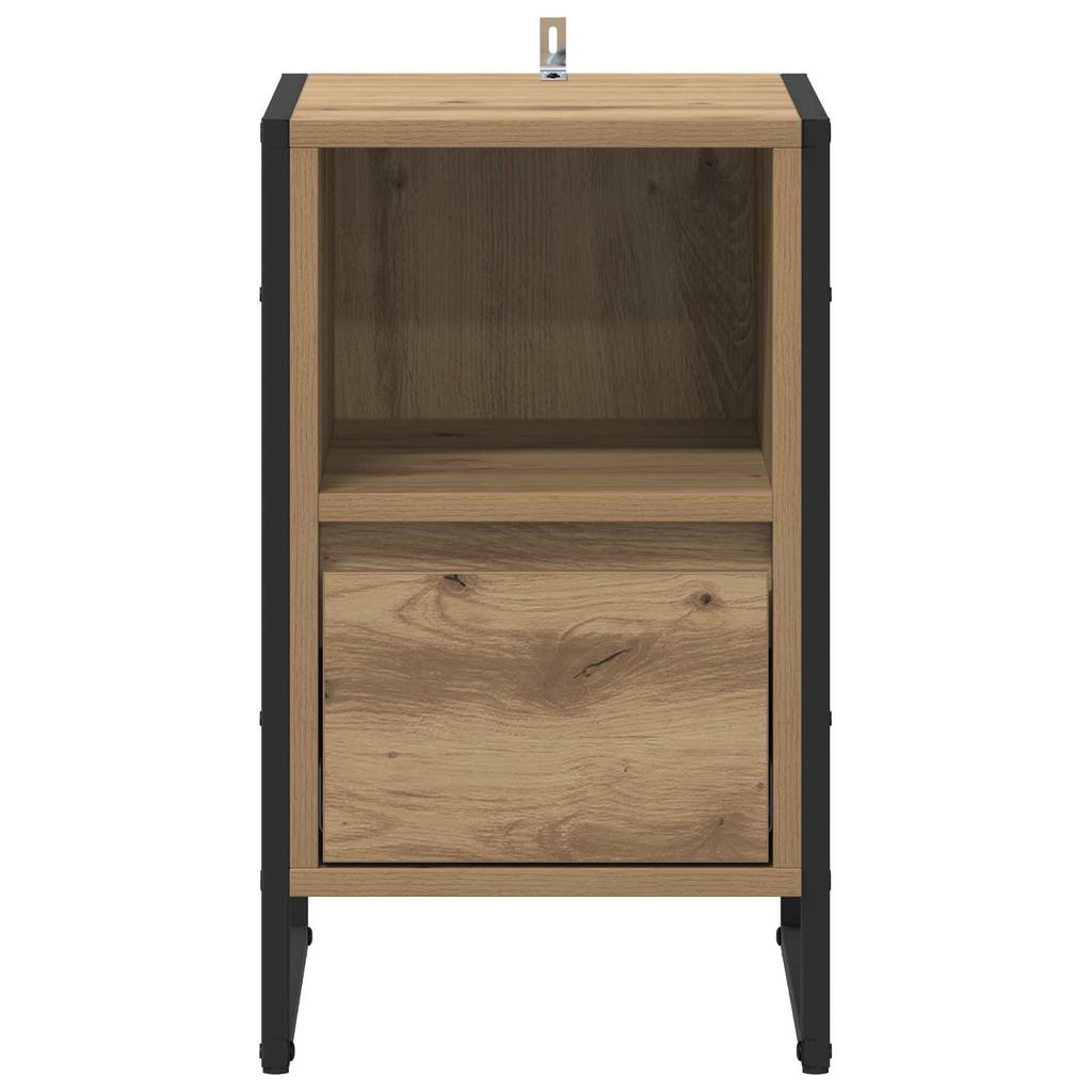 Nightstand Rustic Oak Design 39.5 X 30 X 50 Cm Engineered Wood