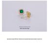 S925 Silver Retro Emerald Diamond Square Earrings - Women's Luxury Green Fashion Jewelry