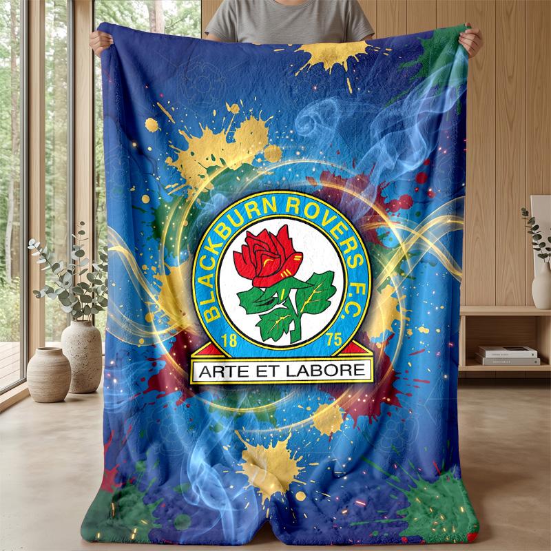 Coperta in Flanella con Stampa Calcio Blackburn Rovers, Coperta Morbida Calda Leggera per Divano Letto Campeggio