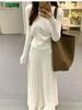 Versatile Knit Sweater and Pleated Skirt Two-Piece Set for Autumn and Winter