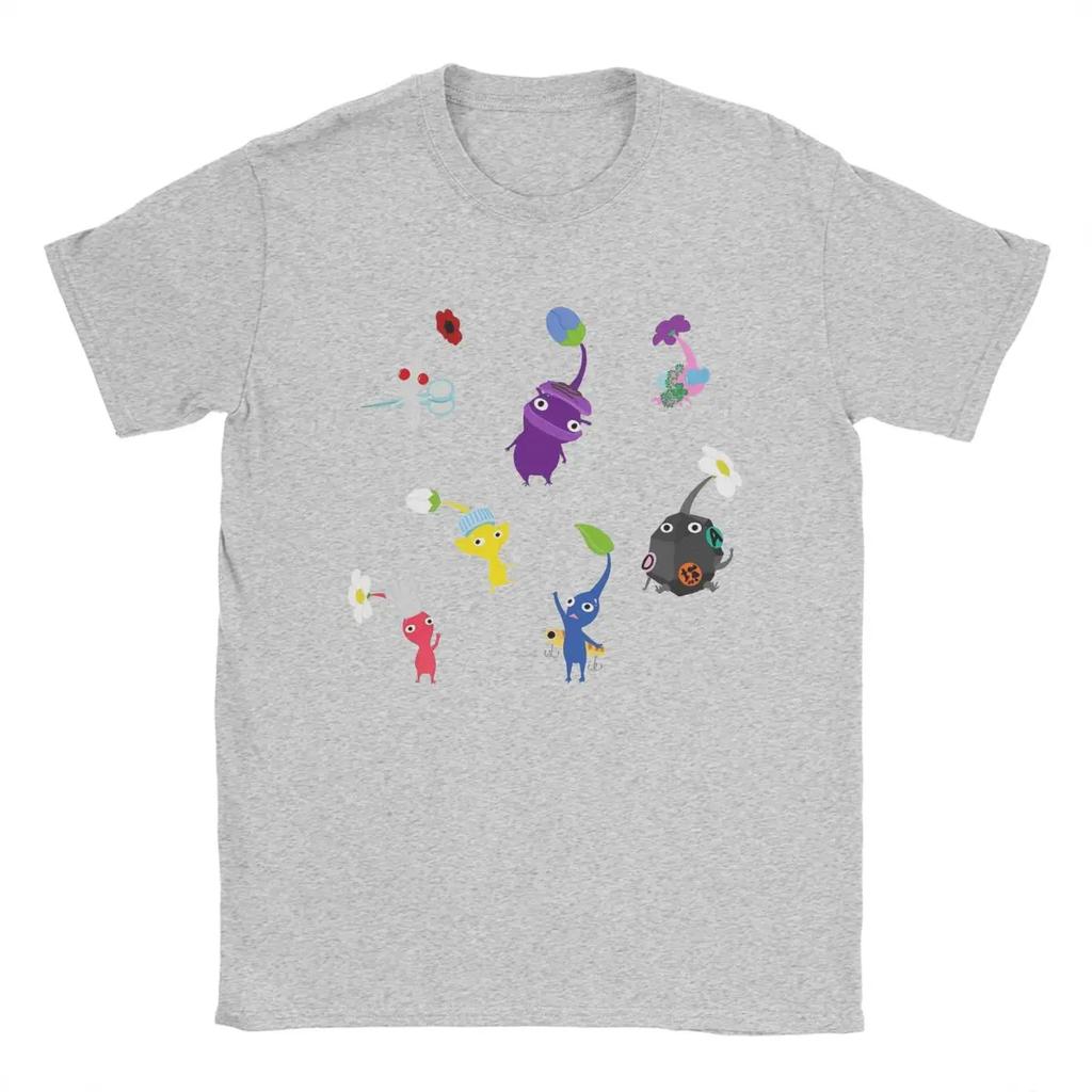 Pánské tričko Decor Pikmin s vintage bavlněným potiskem, kulatým výstřihem, krátkým rukávem a topem.