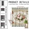 2D Flat, 1pc 2D Flat Floral Shower Curtain Vintage Rose Design Bathroom Decor Bathtub Partition Hanging Curtain Includes 12 Hook