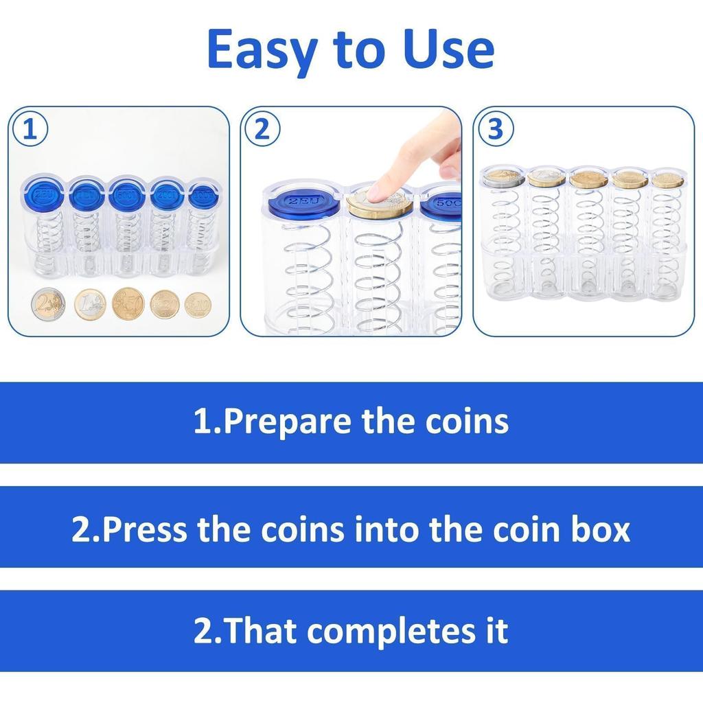 Euro Coin Organizer Portable Money Boxes Coin Holder Change Dispenser Coin Box for Office Bank Protect Gasket Coin Holder Case