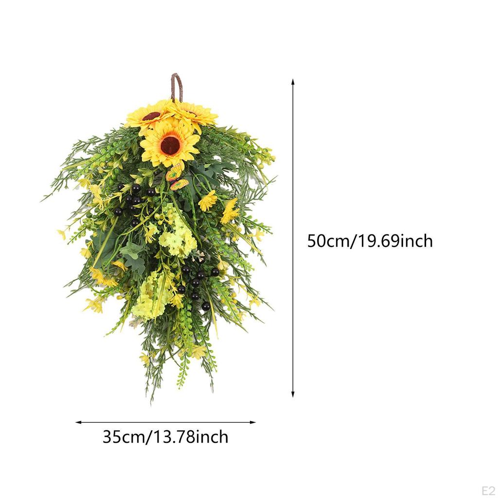 Artificial Sunflower Hyacinth Floral Swag Hanging Garland 20inch Long for Wedding Window Decor