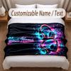 Music DJ Theme Soft Blanket Personalized Custom Name Text Print Warm Blanket Home Sofa Bedroom Decor