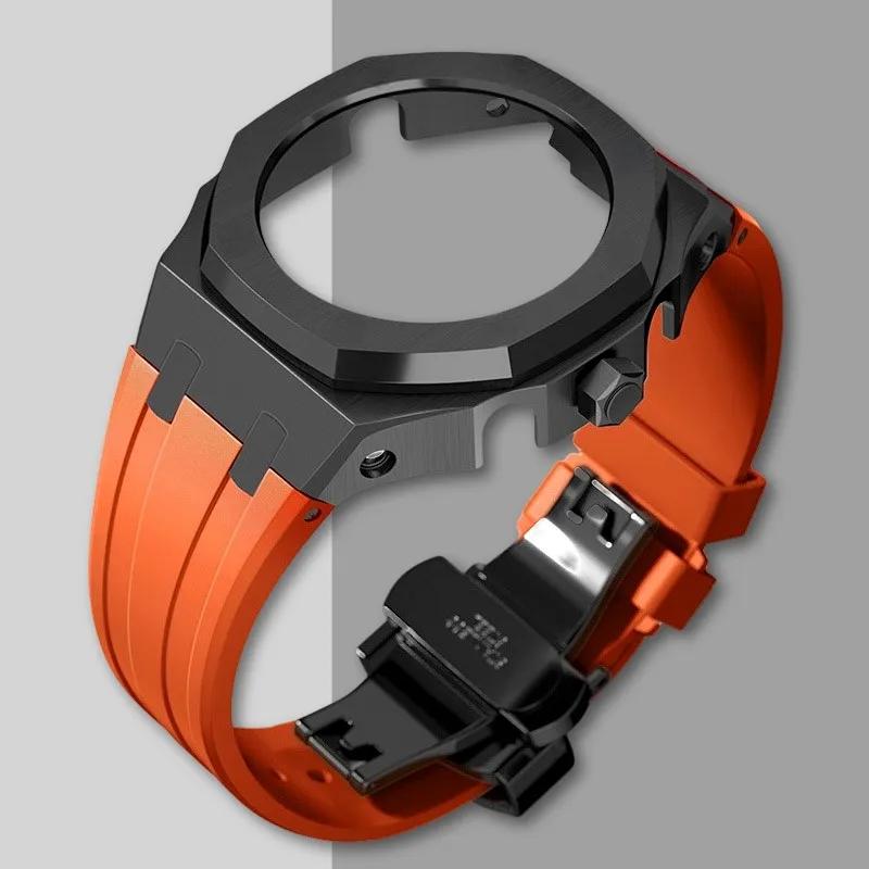 Ny Gen5 Casioak-fodral i rostfritt stål för G-Shock GA2100 Mod-kit Modifieringssats Metallram gummiband för GA2110 GAB2100