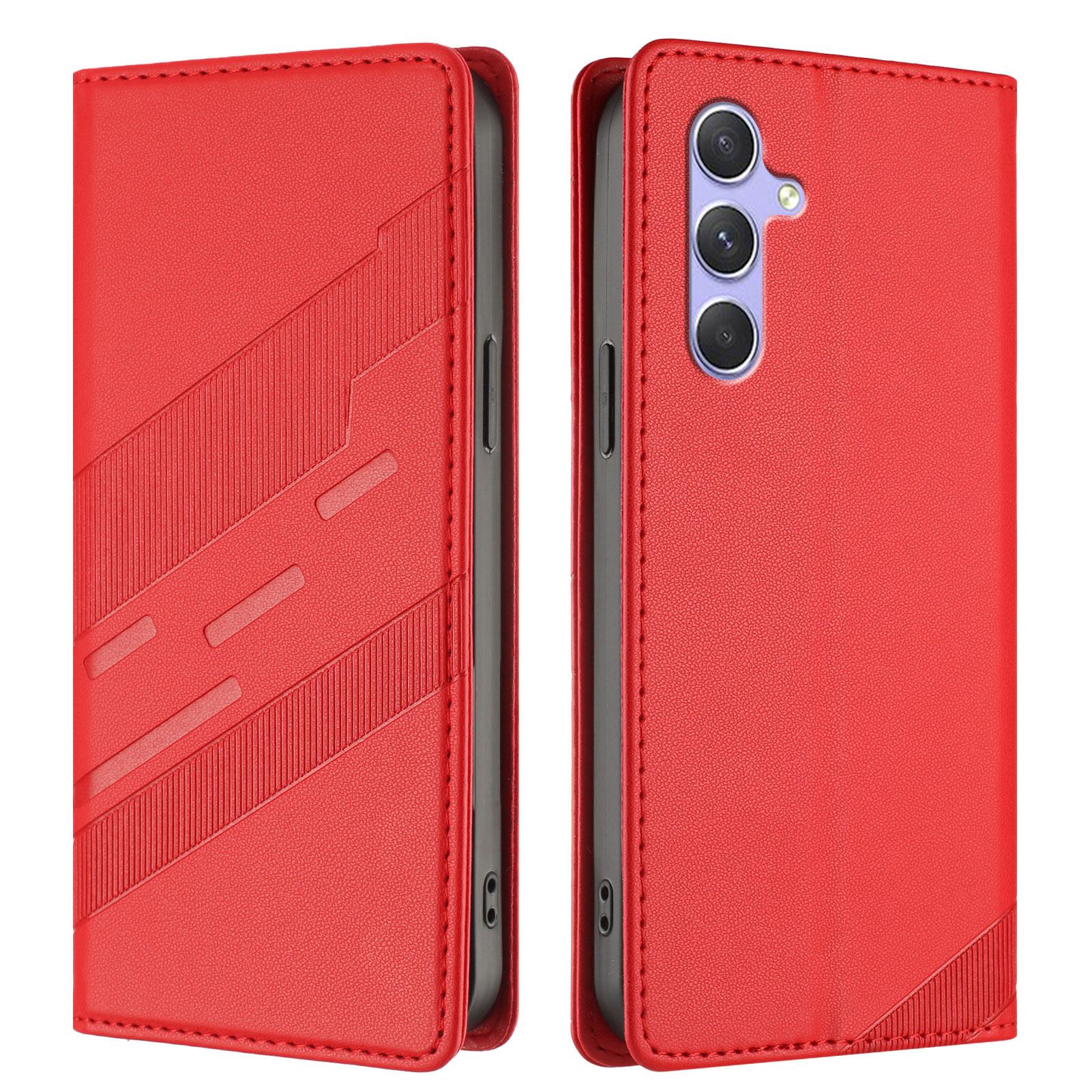 

For Samsung Galaxy A54 5G Phone Cases Punk Style Imprinted Wallet Stand Leather Cover Red