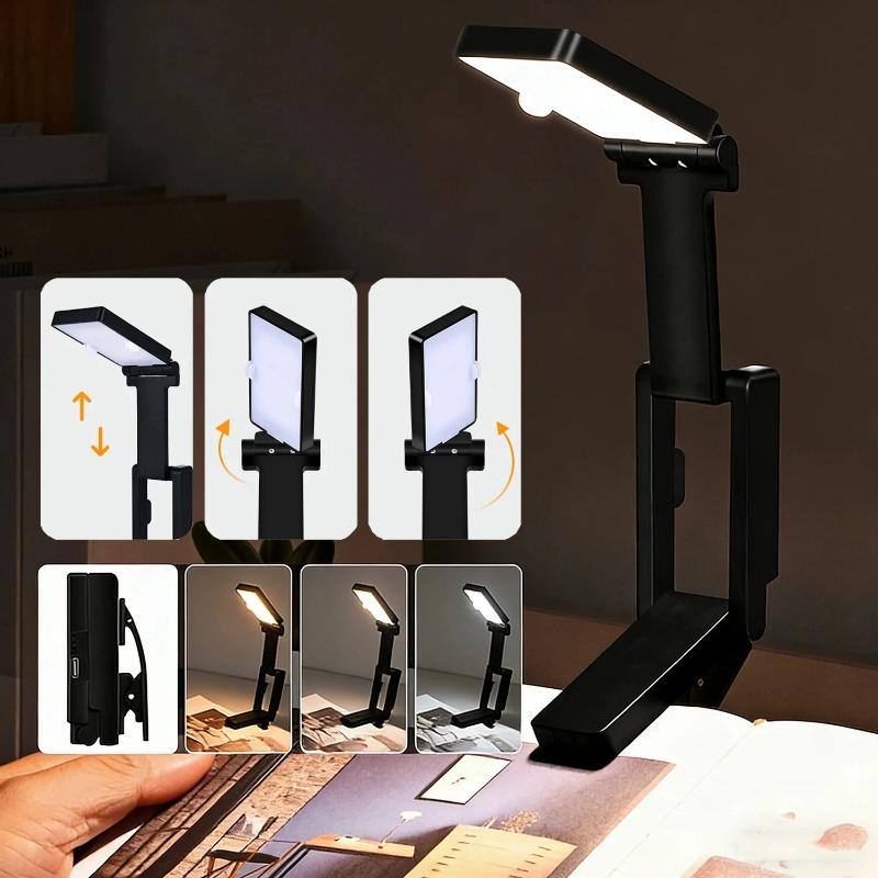 Rechargeable Book Light LED Clip Reading Light 180°Foldable,Portable Clip On Reading Lamp 3 Colors Eye Protection Desk Lamps
