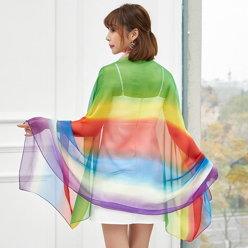 Frühling/Sommer Neu Damen Seidenschal 140 * 195cm Simulierter Seidentwill Quadratischer Schal Mode Bedruckter Großer Quadratischer Schal Professioneller Schal