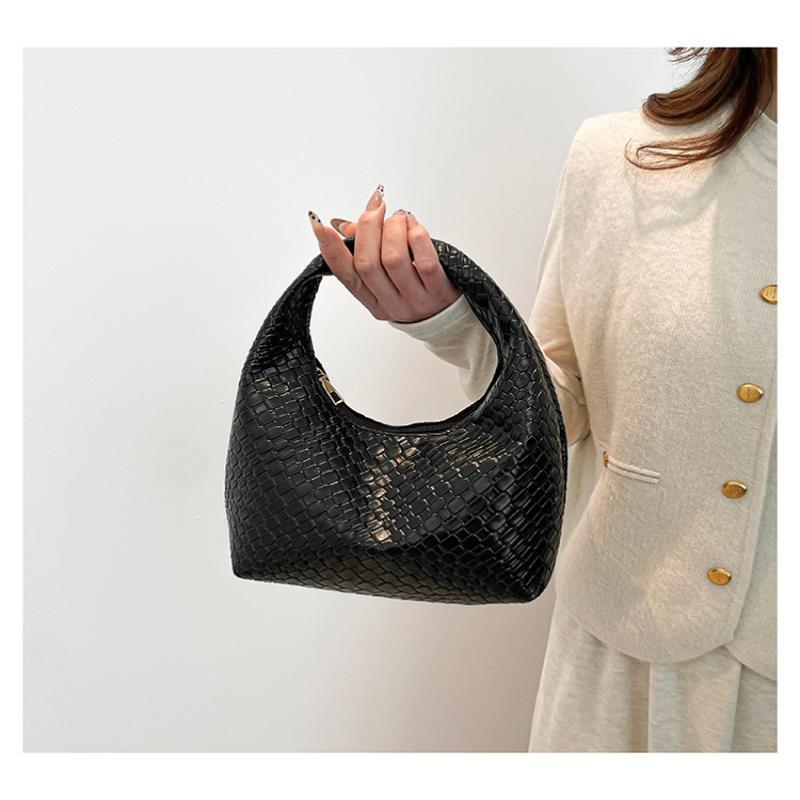 Women Classic Woven Embossed Soft Pu Leather Small Top Handle Hobo Shoulder Bag Casual Daily Handbag