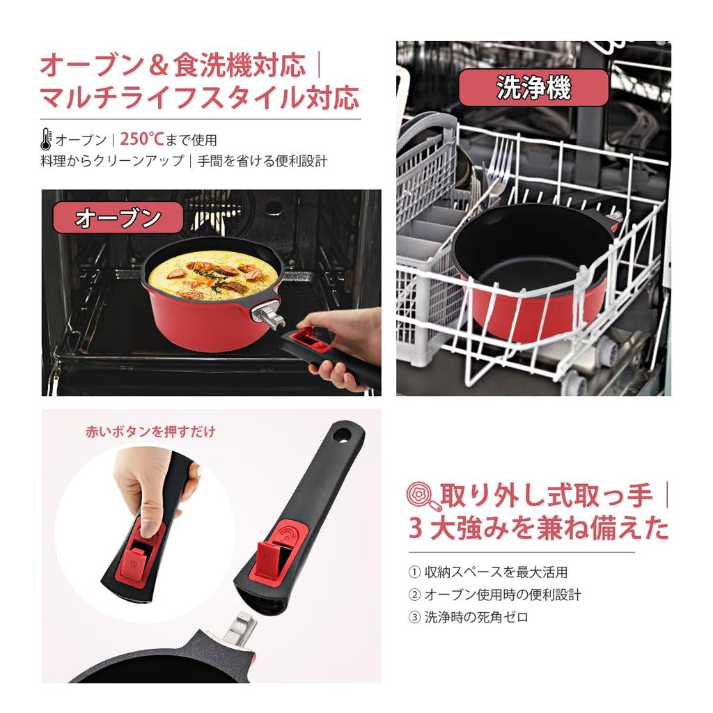 RANXINGST 16cm Saucepan with Induction and Gas Milk Pan with Nonstick Granite Coating and Removable Oven and Dishwasher Includes Silicone PFOA and