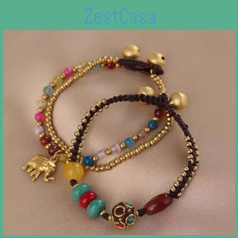 Double Design Creative Layer Braided Rope Bracelet With Cute Elephant Charm