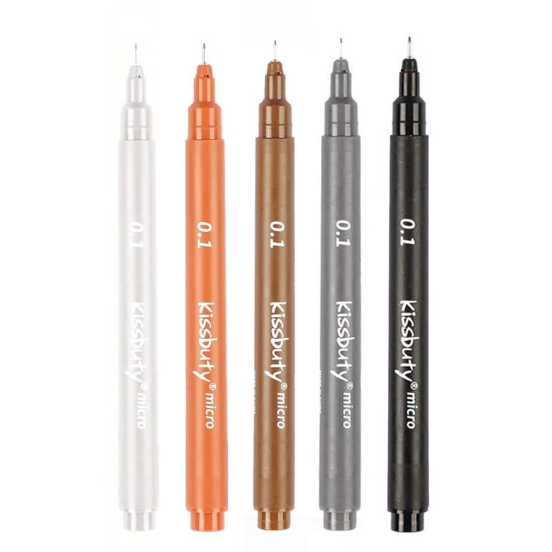 5Pcs /set  Art Manga Outlining Pen Pigment Liner Micron Pen Marker Hook Line Needle Pen for Sketch Brush Brown/Black Fineliner