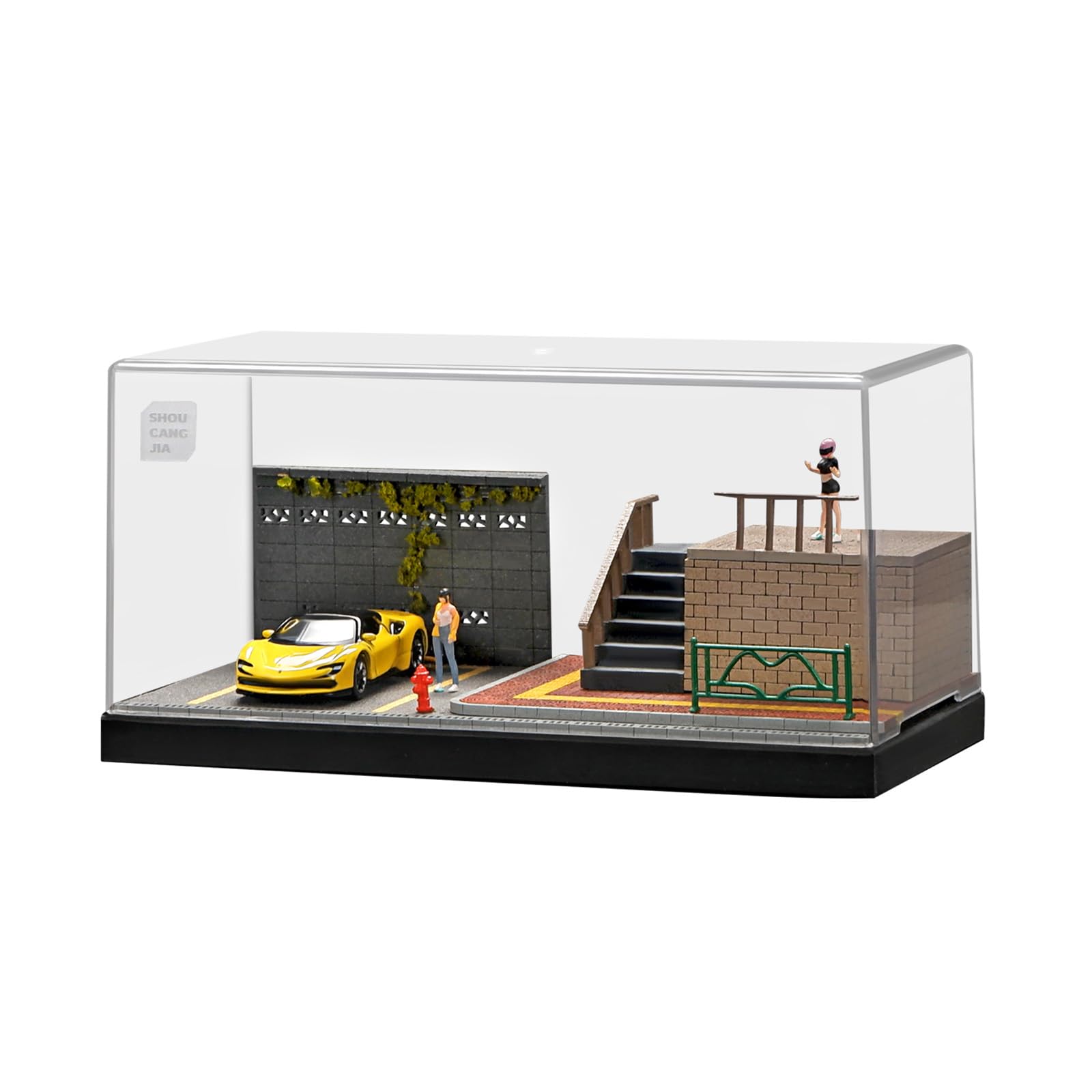 

Витрина Shoucangjia для машинок Tomica, Hot Wheels, Matchbox 1:Масштабная модель гаража 1/64 с пылезащитным чехлом, диорама сцены уличного ограждения, парковочная витрина