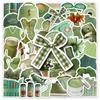 50-Piece Green Graffiti Style Cute Stickers for Journaling, DIY Phone Cases, and Luggage