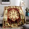 Vintage Floral blanket with Red and Gold Baroque Pattern Decor. blanket, suitable for use in the bedroom, living room, on the sofa