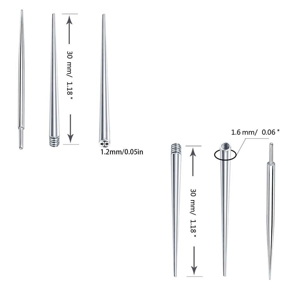 3Pcs/Set Convenient and Durable Piercing Tool Stainless Steel Insertion Taper for Navel Body Stretching Piercing Kit