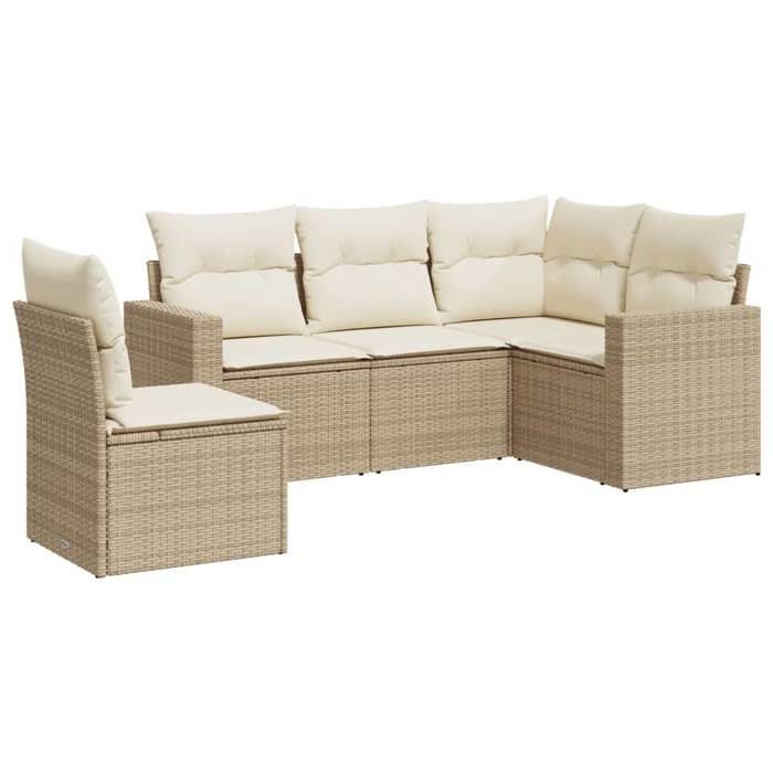 VidaXL Garden Lounge Set with Cushions 5 Pcs Beige Braided Resin 3251305