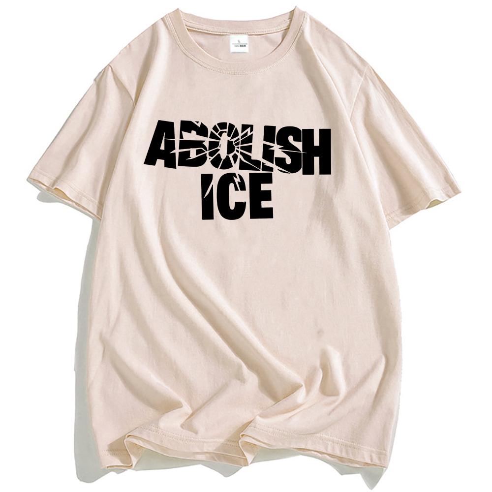 

America Abolish Ice Letter Print Tshirts Summer Men Women Loose Oneck Tshirts Casual Unisex Streetwear Short Sleeve Men Tees 4XL