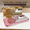 KEYSION Shockproof Plating Phone Case for VIVO Y29 4G Clear Soft TPU Glitter Jewelled Swan Kickstand Back Cover for IQOO Z10X 5G