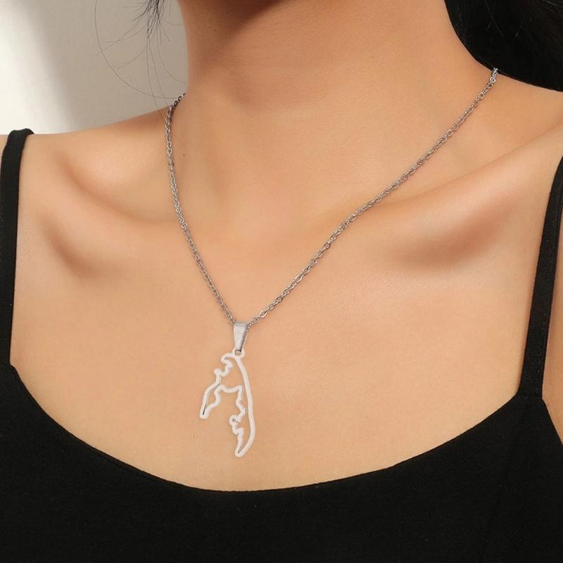Collana Ciondolo Tamil Eelam Acciaio Inossidabile Mappa Geometrica Charms Collane Gioielli di Moda per Donne e Uomini