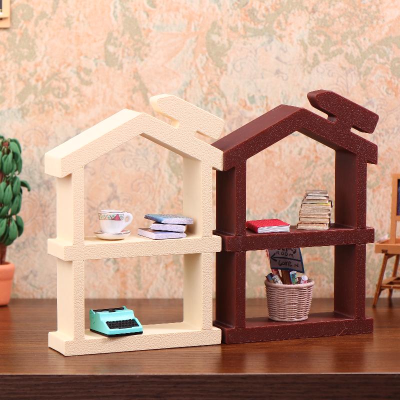 1/12 Dollhouse Simulation Double Layer Bookshelf Display Rack Model Doll Home Study Furniture Decor Toy Dolls House Accessories