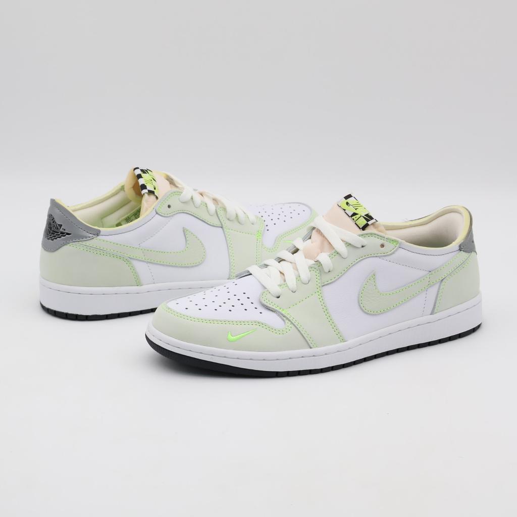 DM7837-103 Nike Air Jordan 1 Retro Low White Ghost Green Black Grey  (Men's)