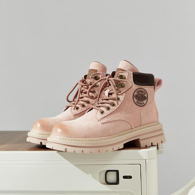 

Retro leather Martin boots women s new tooling thick-soled heightening short boots outdoor mountaineering rhubarb 40