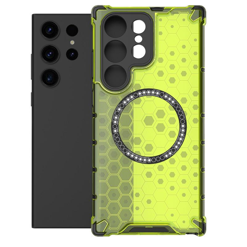 Applicable to Samsung S26Ultra Honeycomb Magnetic Mobile Phone Case Airbag S25Ultra Anti-drop S24Ultra Protective Case