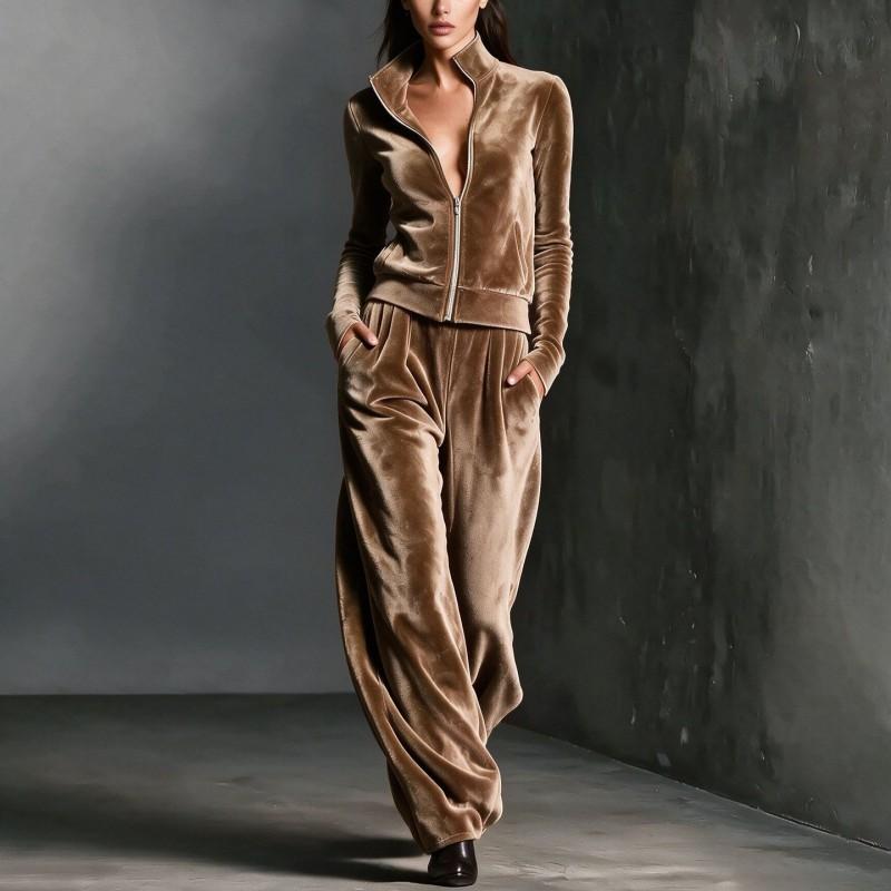 Womens 2026 Fall Winter Velvet Tracksuit