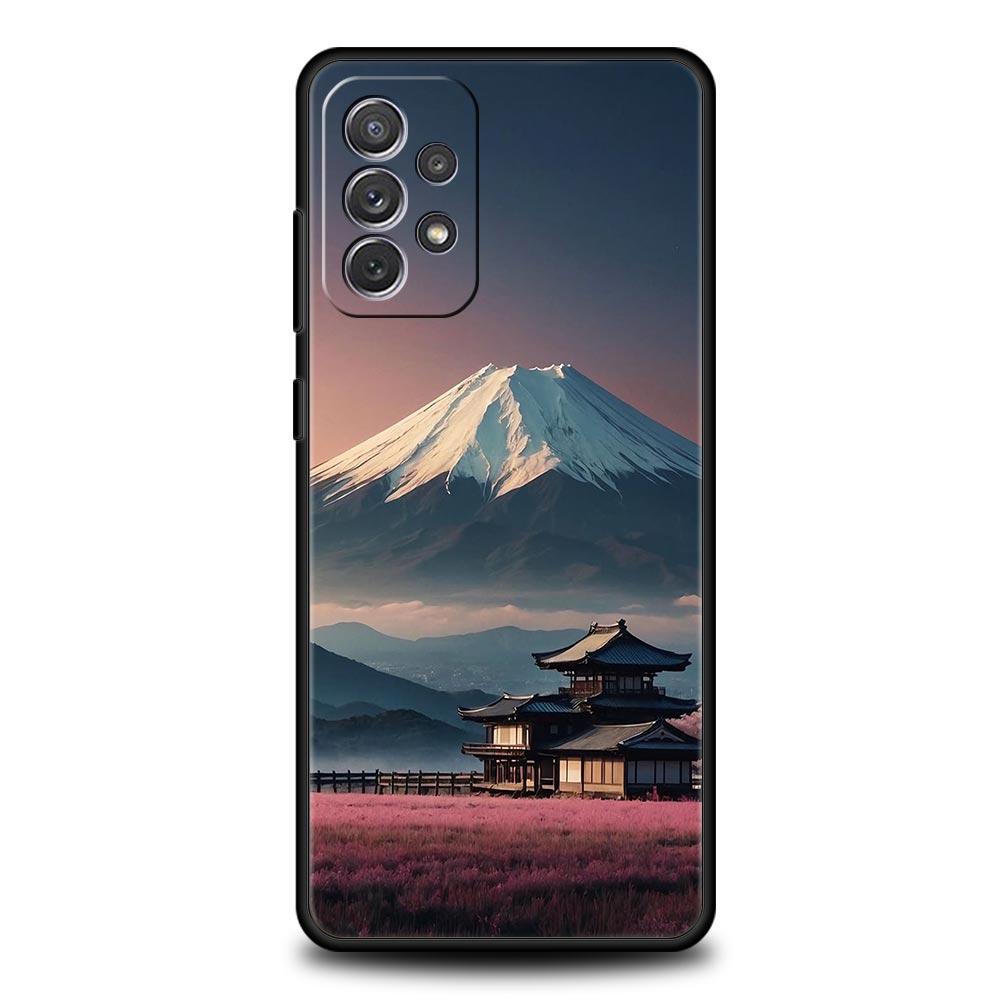 Japan Mount Fuji Cherry blossom Case For Samsung A15 A13 A51 A71 A41 A31 A21S A03S A05 A35 A55 A23 A25 A33 A53 A73 5G Cover