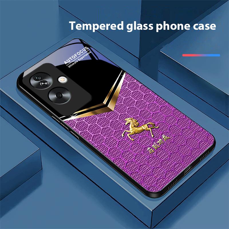 

Стільники Зелений Кінь Для Oppo A79 5G 58 78 74 60 4G Reno 11F Realme GT 6 11 Note 50 10 C55 X2 Загартоване Скло Чорний Чохол для Телефону For Reno 11 Pro 5G