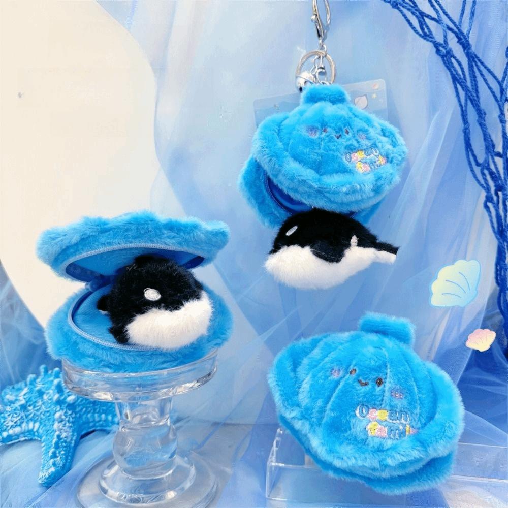 Kawaii Fluffy Whale Keyring Soft Small Turtle Pendant Ocean Animal Plush Keychain  Birthday Gift