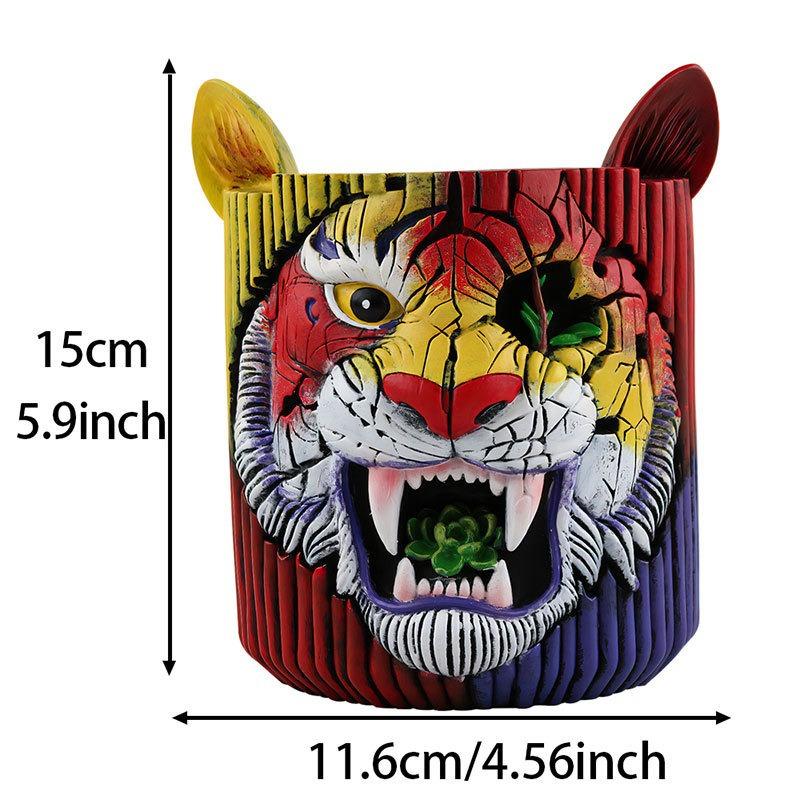 Creative Resin Flower Pot - Tiger Snake Seven Star Ladybug Octopus Planting Container Home Decorative Animal Shaped Planter
