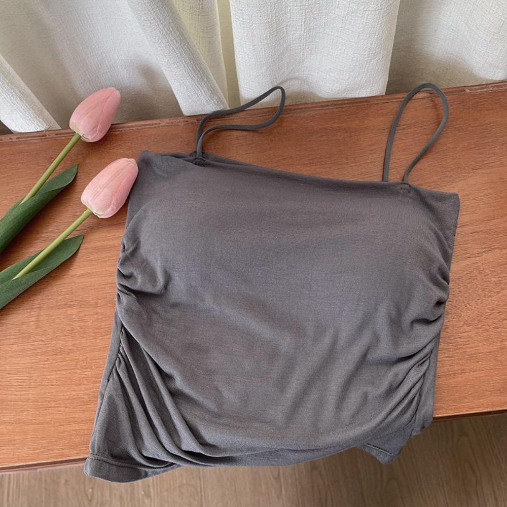 Podkładki na klatkę piersiową Crop Top Solid Halter Tank Top Kobiety Lato Camis Backless Camisole Moda Casual Top tuba Damska bez rękawów Cropped Kamizelka