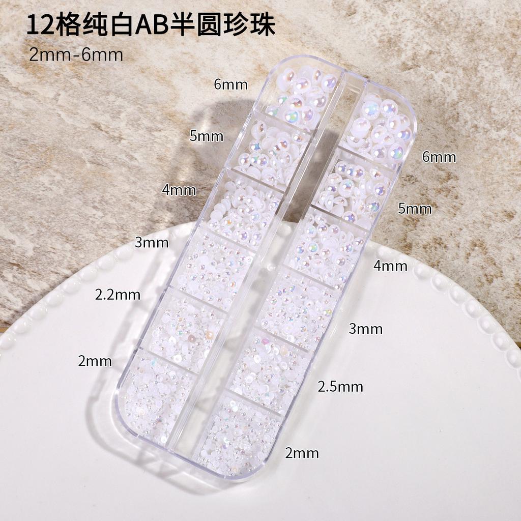 Ins Japanese Flat-Bottom Manicure, Pure White Beige Pearl, Semi-Round, Full-Round Highlight, No Peeling, No Fading, Nail Accessories