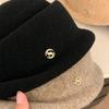 Camellia Flower Woolen Bucket Hat Pearl Wool Fisherman Hat Retro Basin Hat  Winter
