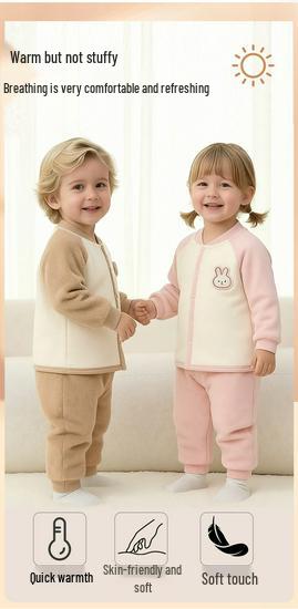 Unisex Baby High-Waisted Padded Pants Set - Thick Warm Cotton Jacket & Pants for Autumn/Winter