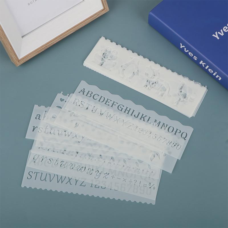 8Pcs Letter Wave Animal Shaped Diy Craft Hollow Layering Stencil Paint Template