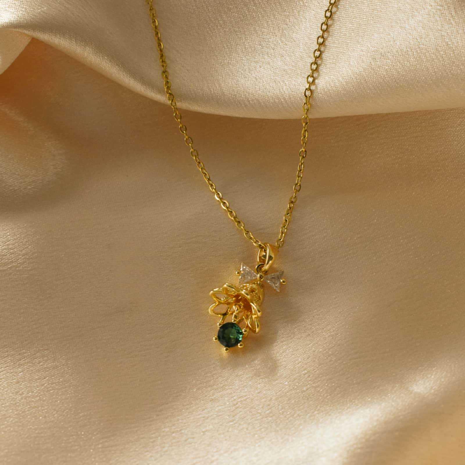 

Emerald Pendant European & American Style Diamond Inlaid Christmas Bell Necklace - Simple, Elegant, Stainless Steel Design