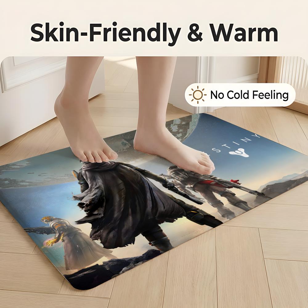 Floor Mat Soft Flannel Rug Non-Slip Absorbent Mat for Bathroom Bedroom Home Decor D-Destiny