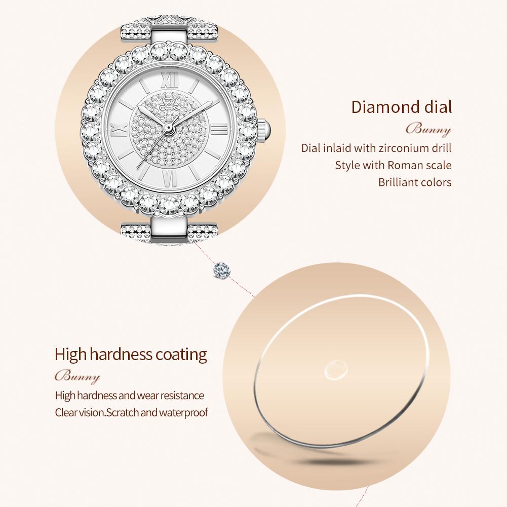 OPK 6053 Quartz Watch For Women Original Brand Waterproof Ladies Watches Elegant Luxury Fully Diamond Women's Dress Wristwatches