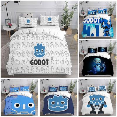 Godot Roboter V2 Bettwäsche-Sets Eu Einzelbett Us Twin Bettdecke Steppdecke Bettbezug Bettbezug Kissenbezug 2-3-teilige Sets Kinder Erwachsenengröße